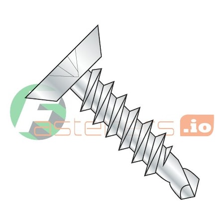 Newport Fasteners Self-Drilling Screw, #14 x 4 in, Zinc Plated Steel Flat Head Phillips Drive, 500 PK 276710